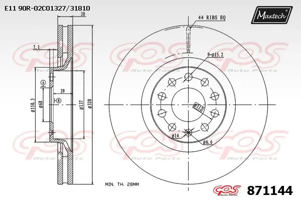 MAXTECH Bremsscheibe - 871144 - TothCarparts