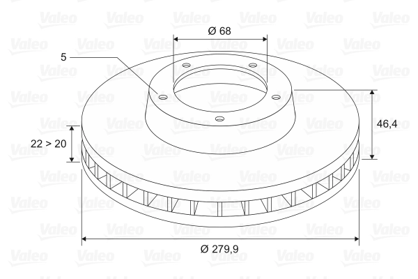 VALEO Bremsscheibe - 186582 - TothCarparts
