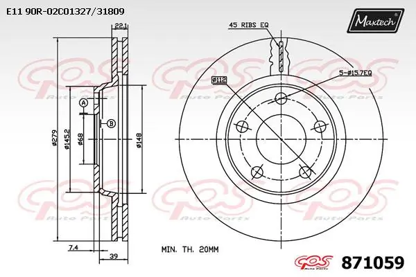 MAXTECH Bremsscheibe - 871059 - TothCarparts