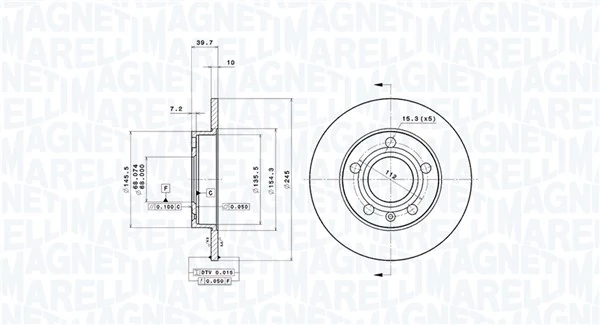 MAGNETI MARELLI Bremsscheibe - 360406012201 - TothCarparts