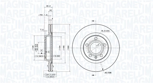MAGNETI MARELLI Bremsscheibe - 360406049901 - TothCarparts