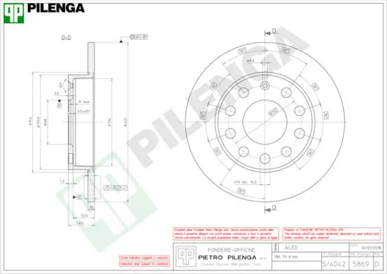 PILENGA Bremsscheibe - 5869 - TothCarparts