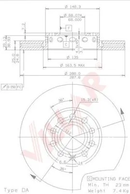 VILLAR Bremsscheibe - 628.1921 - TothCarparts
