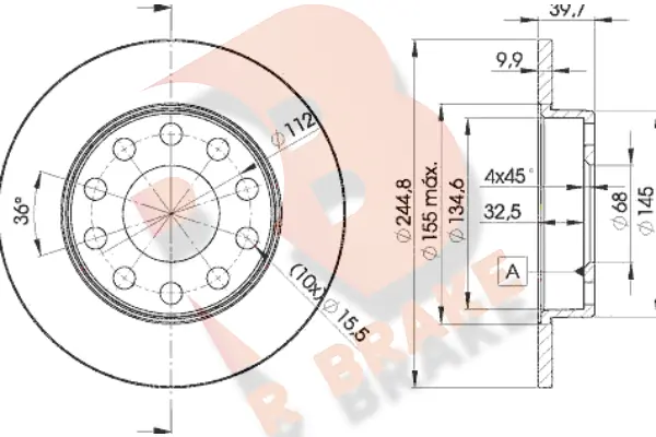 R BRAKE Bremsscheibe - 78RBD23637 - TothCarparts