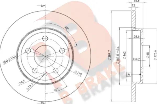 R BRAKE Bremsscheibe - 78RBD25316 - TothCarparts