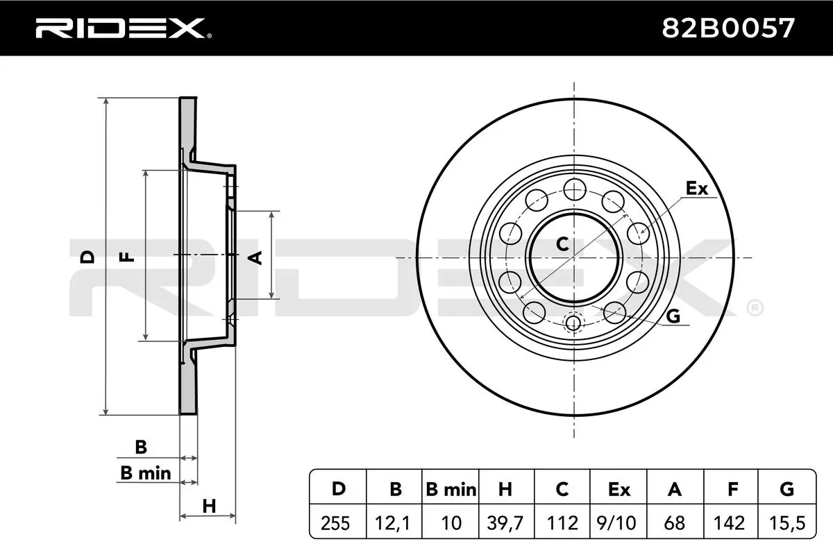 RIDEX Bremsscheibe - 82B0057 - TothCarparts