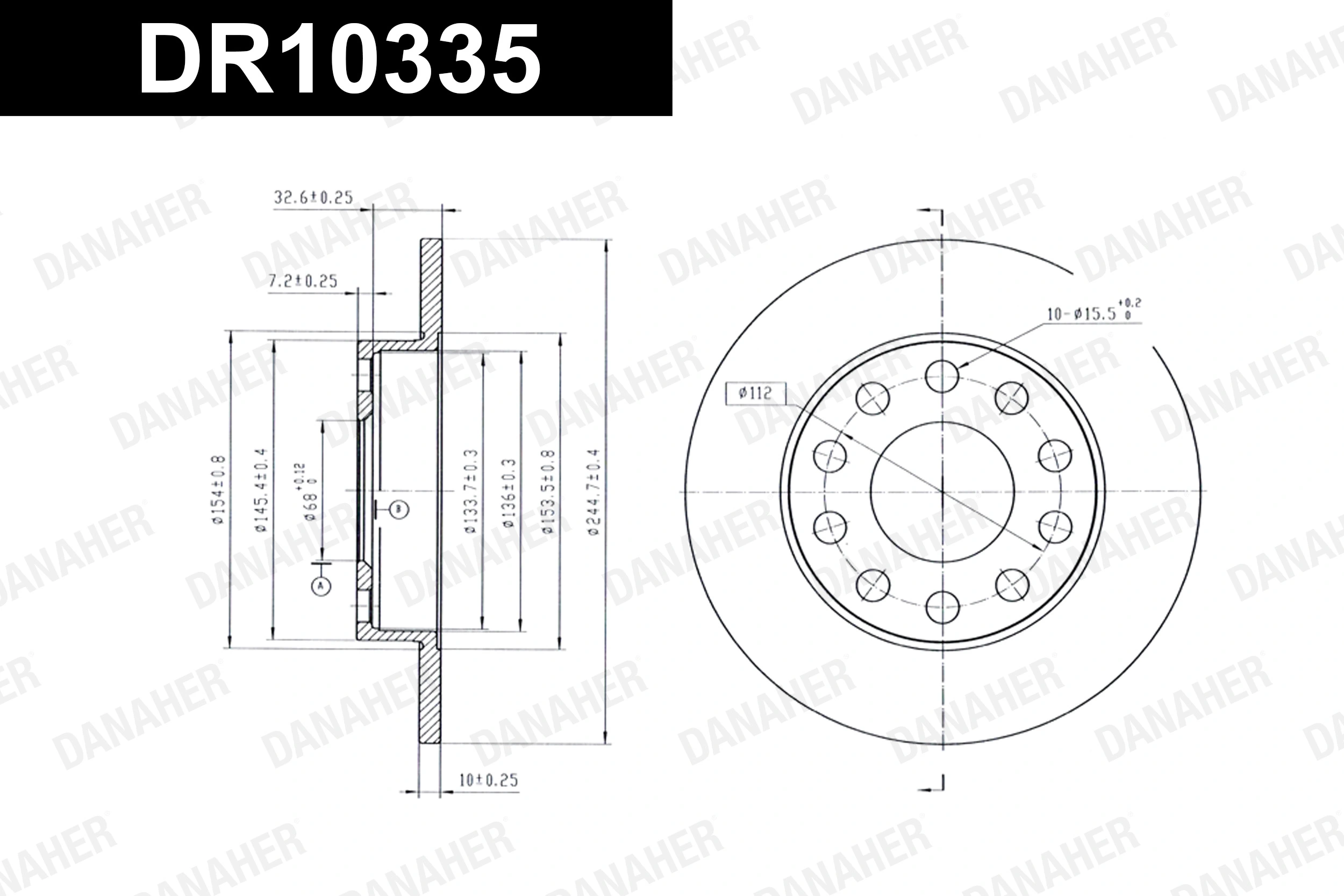 DANAHER Bremsscheibe - DR10335 - TothCarparts