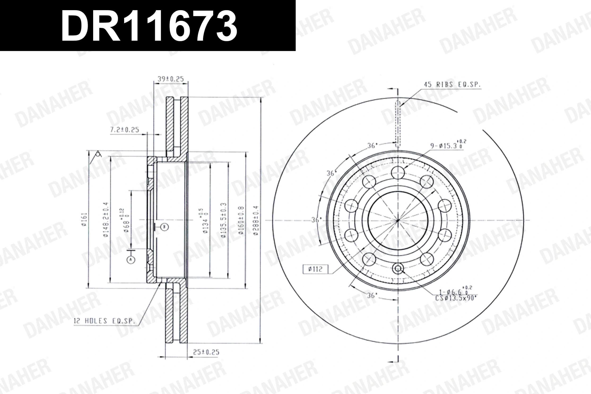 DANAHER Bremsscheibe - DR11673 - TothCarparts