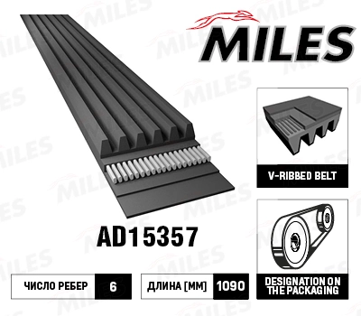 MILES Keilrippenriemen - AD15357 - TothCarparts