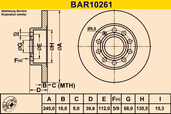 BARUM Bremsscheibe - BAR10261 - TothCarparts