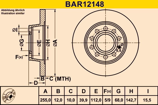 BARUM Bremsscheibe - BAR12148 - TothCarparts