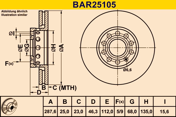 BARUM Bremsscheibe - BAR25105 - TothCarparts