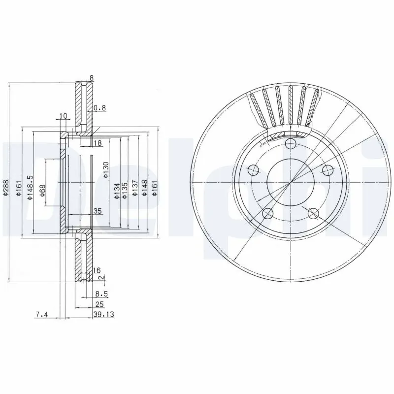 DELPHI Bremsscheibe - BG2745 - TothCarparts