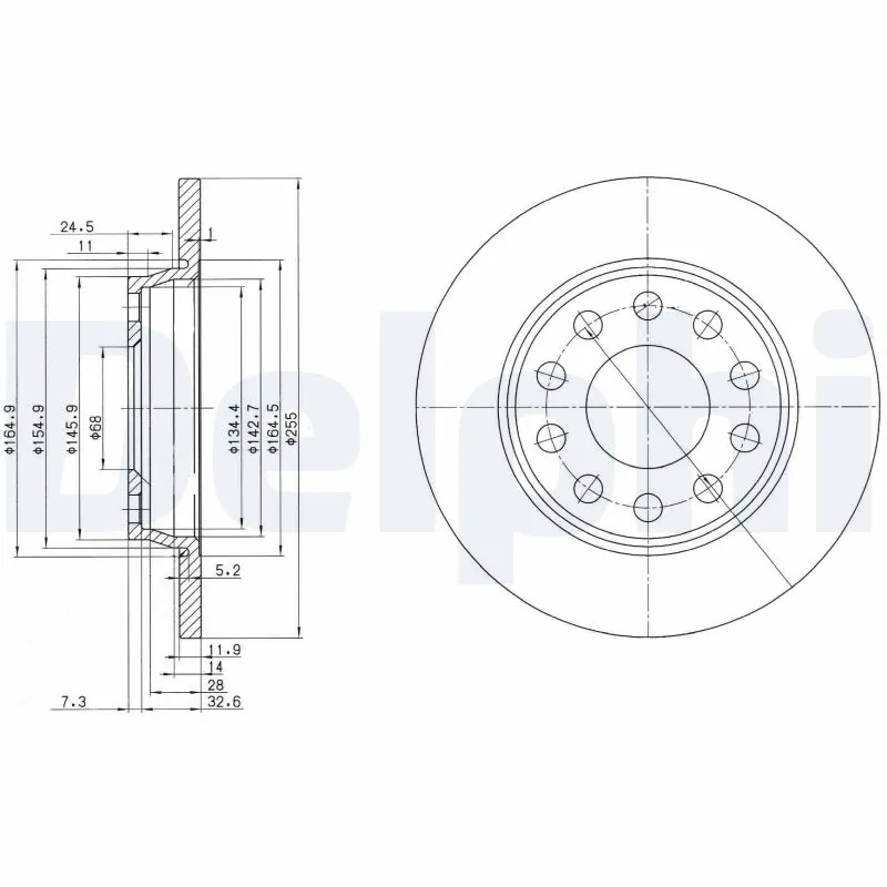 DELPHI Bremsscheibe - BG3674C - TothCarparts