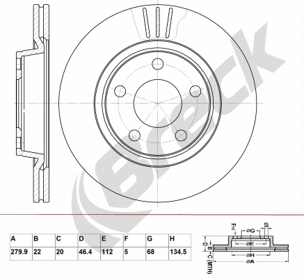 BRECK Bremsscheibe - BR 335 VA100 - TothCarparts