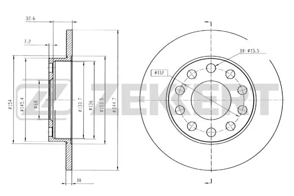 ZEKKERT Bremsscheibe - BS-5780B - TothCarparts