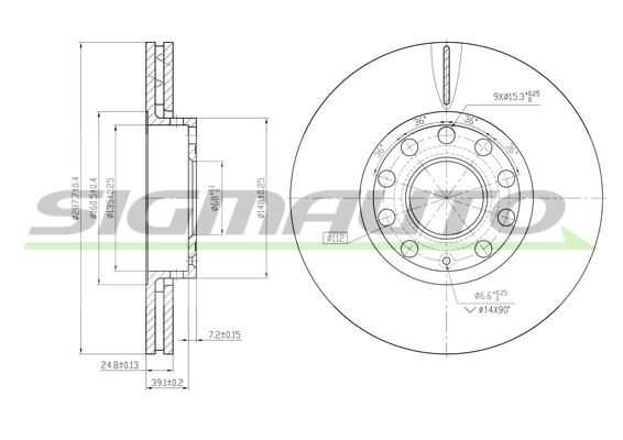 SIGMAUTO Bremsscheibe - DBB706V - TothCarparts