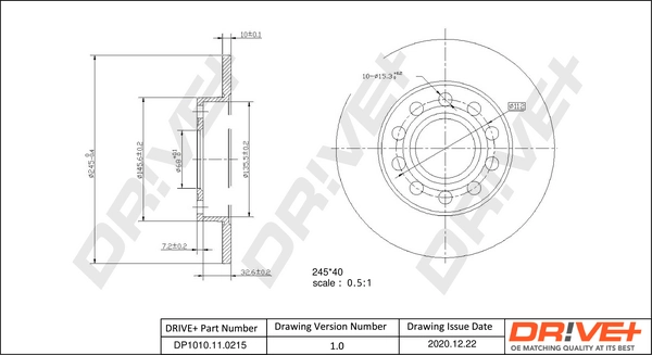 Dr!ve+ Bremsscheibe - DP1010.11.0215 - TothCarparts