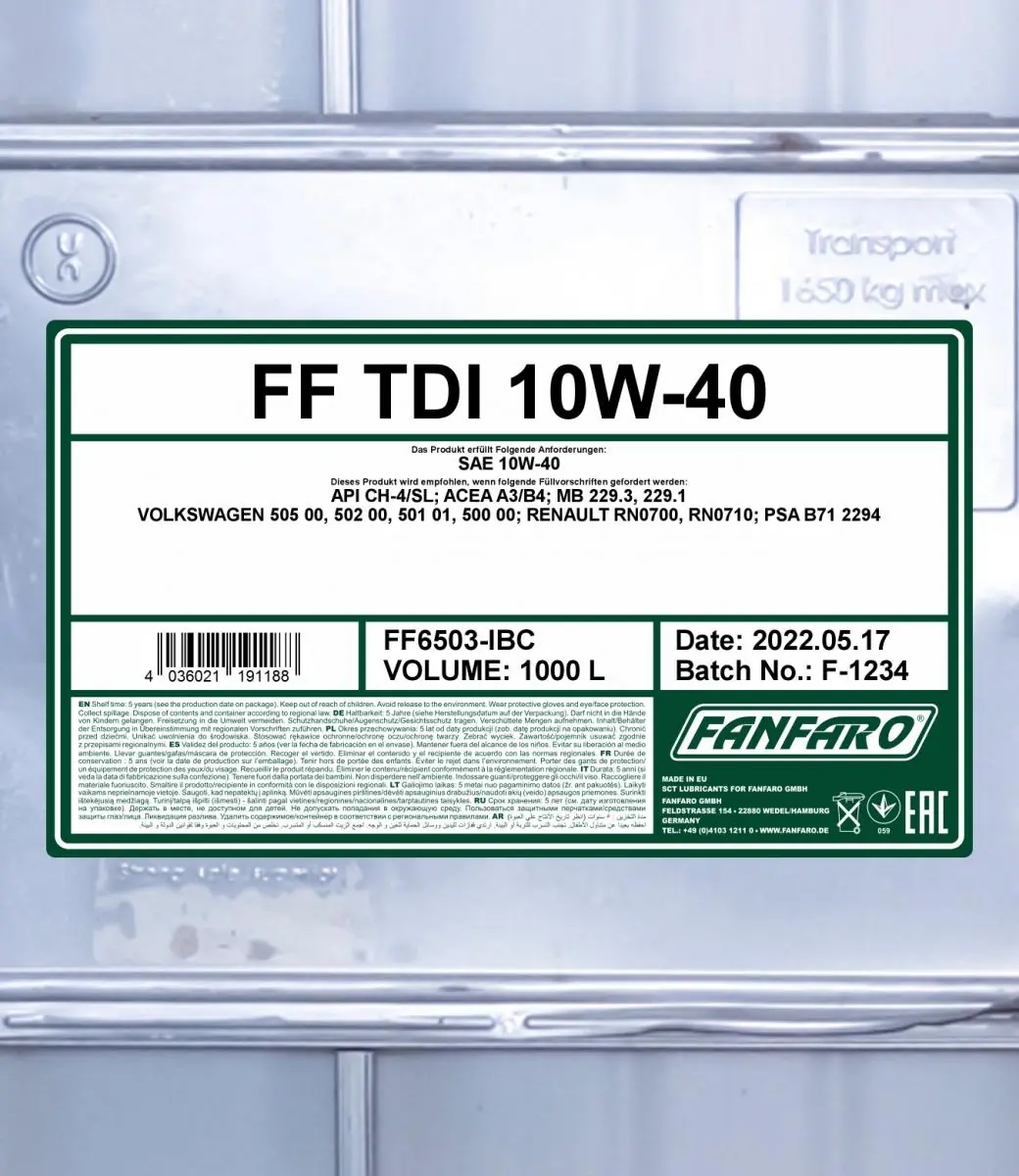 SCT - MANNOL Motoröl - FF6503-IBC - TothCarparts