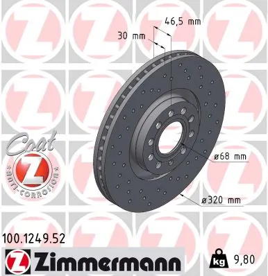 ZIMMERMANN Bremsscheibe - 100.1249.52 - TothCarparts