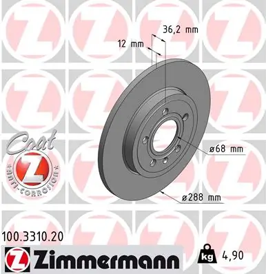 ZIMMERMANN Bremsscheibe - 100.3310.20 - TothCarparts