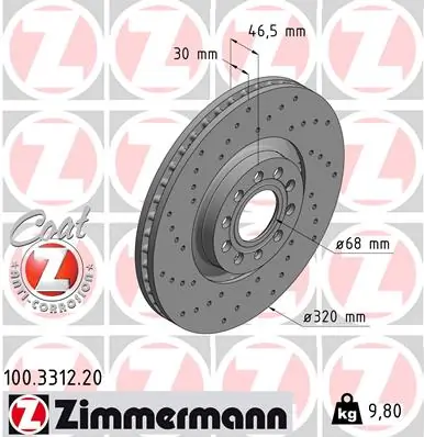 ZIMMERMANN Bremsscheibe - 100.3312.20 - TothCarparts
