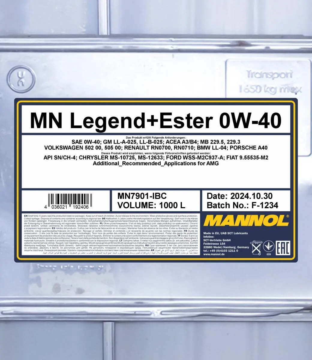 SCT - MANNOL Motoröl - MN7901-IBC - TothCarparts
