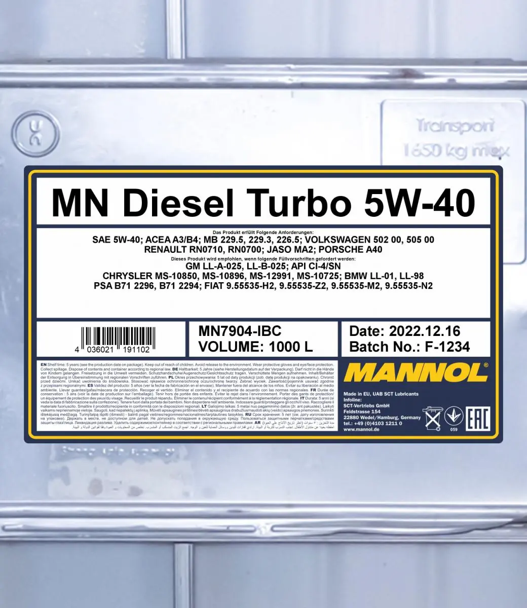 SCT - MANNOL Motoröl - MN7904-IBC - TothCarparts