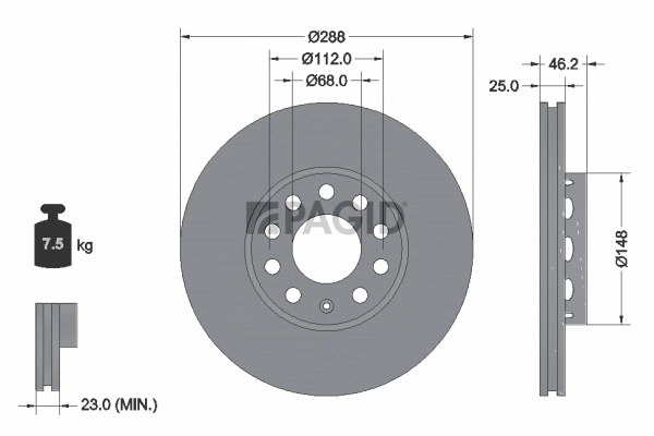 PAGID Bremsscheibe - 53942NHC - TothCarparts