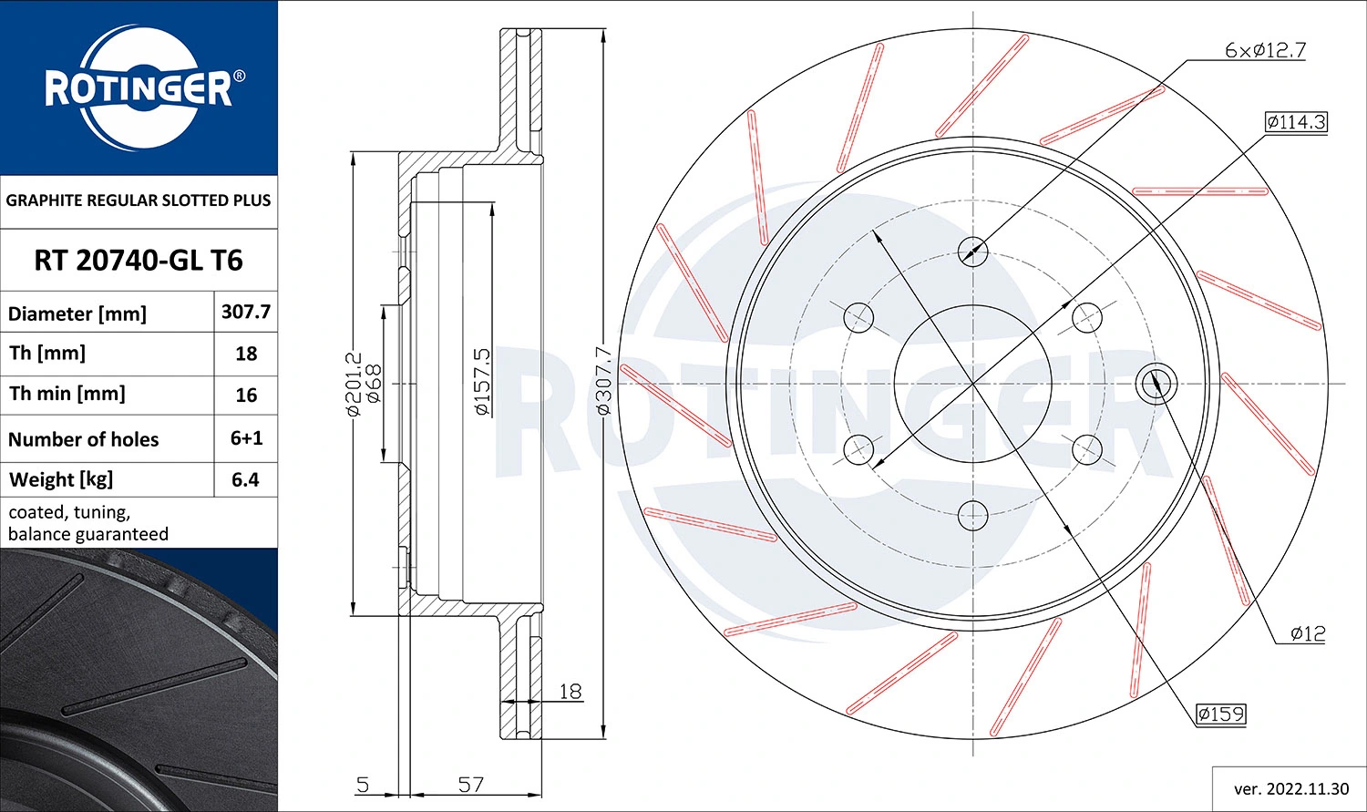 ROTINGER Bremsscheibe - RT 20740-GL T6 - TothCarparts