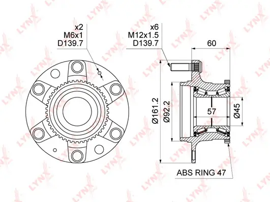 LYNXAUTO kerékcsapágy készlet - WH-1156 - TothCarparts