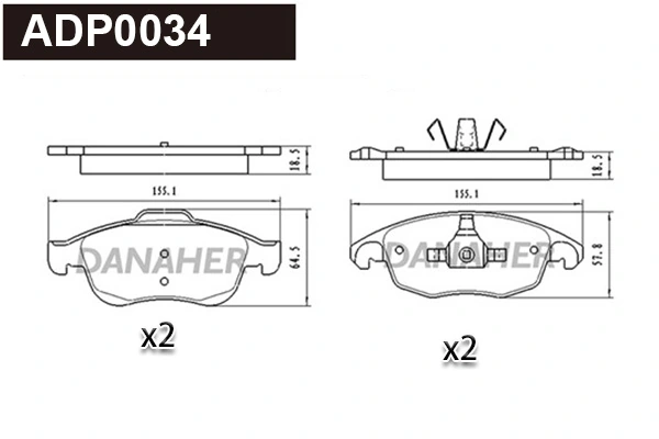 DANAHER fékbetétkészlet, tárcsafék - ADP0034 - TothCarparts