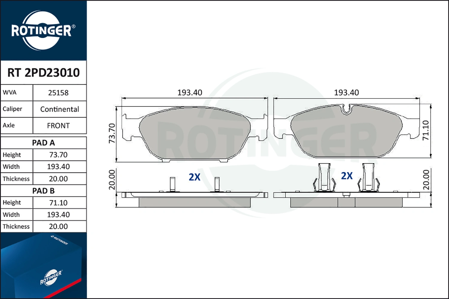 ROTINGER fékbetétkészlet, tárcsafék - RT 2PD23010 - TothCarparts