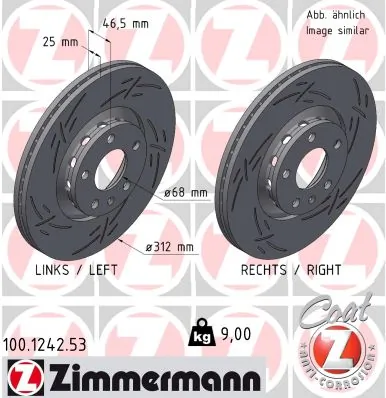 ZIMMERMANN féktárcsa - 100.1242.53 - TothCarparts