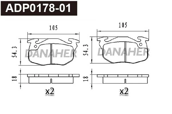 DANAHER fékbetétkészlet, tárcsafék - ADP0178-01 - TothCarparts