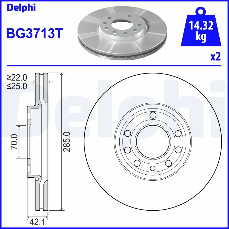 DELPHI féktárcsa - BG3713T - TothCarparts