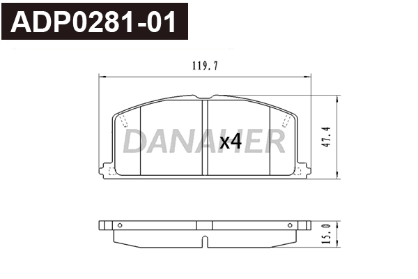 DANAHER fékbetétkészlet, tárcsafék - ADP0281-01 - TothCarparts