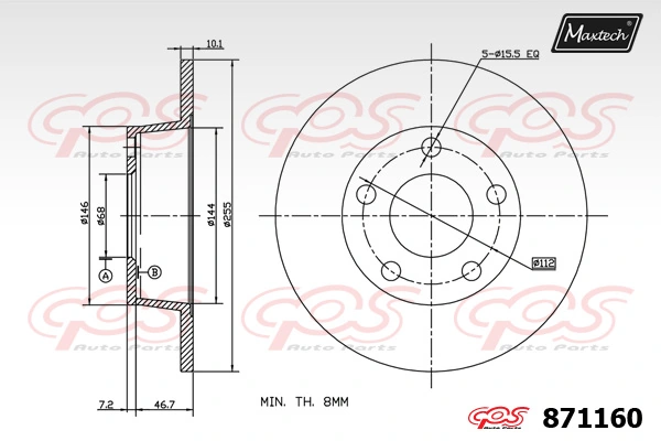 MAXTECH féktárcsa - 871160 - TothCarparts