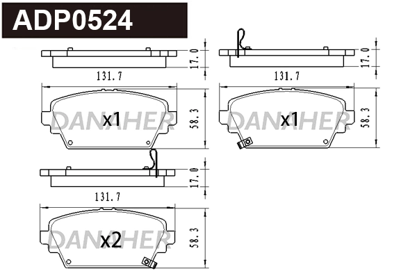 DANAHER fékbetétkészlet, tárcsafék - ADP0524 - TothCarparts