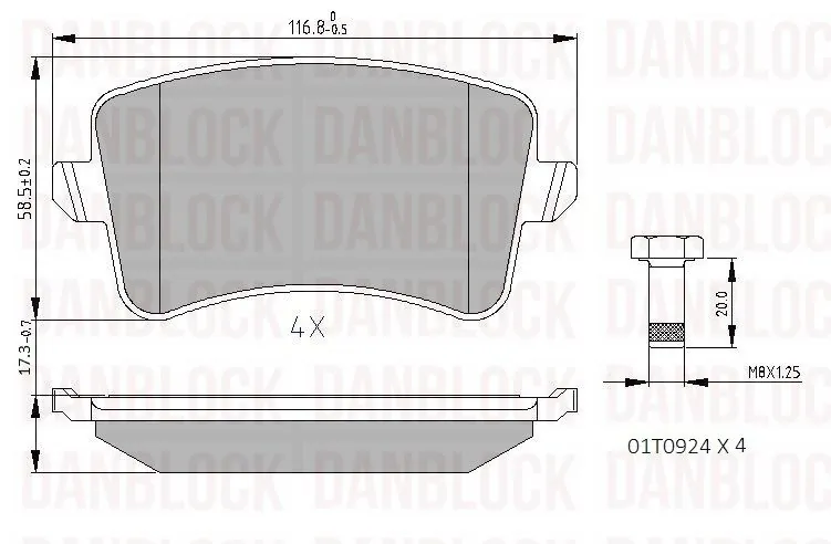 DANBLOCK fékbetétkészlet, tárcsafék - DB 510566 - TothCarparts