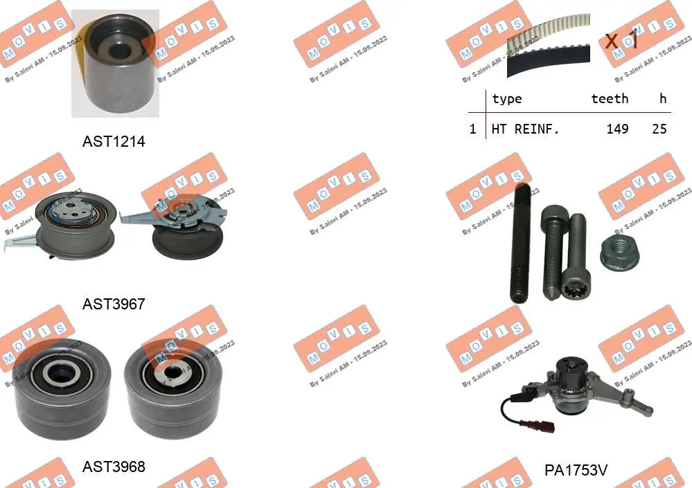 MOVIS Vízpumpa + fogasszíj készlet - ASTK1298PA2 - TothCarparts
