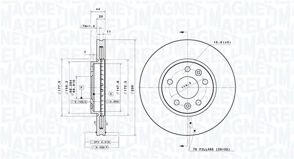 MAGNETI MARELLI féktárcsa - 360406182801 - TothCarparts