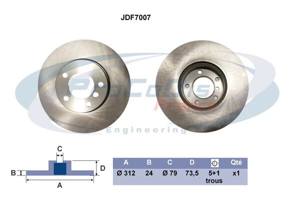 PROCODIS FRANCE féktárcsa - JDF7007 - TothCarparts