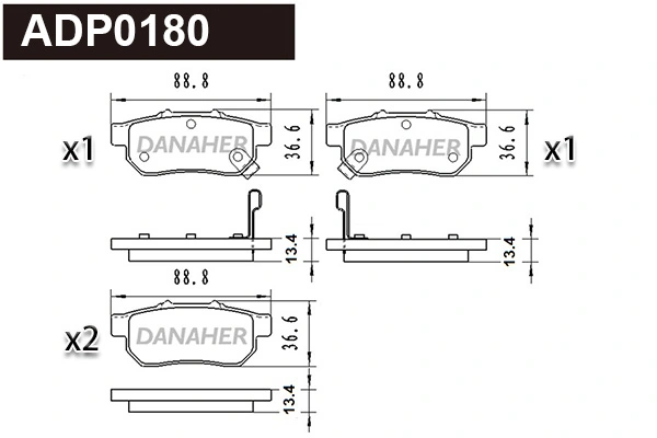 DANAHER fékbetétkészlet, tárcsafék - ADP0180 - TothCarparts