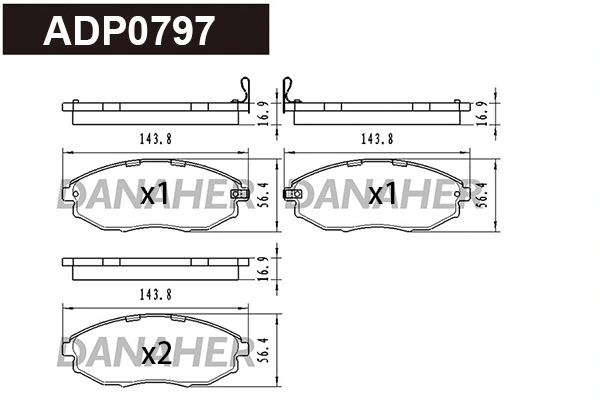DANAHER fékbetétkészlet, tárcsafék - ADP0797 - TothCarparts