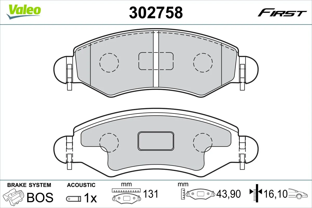 VALEO fékbetétkészlet, tárcsafék - 302758 - TothCarparts