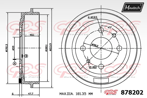 MAXTECH fékdob - 878202 - TothCarparts