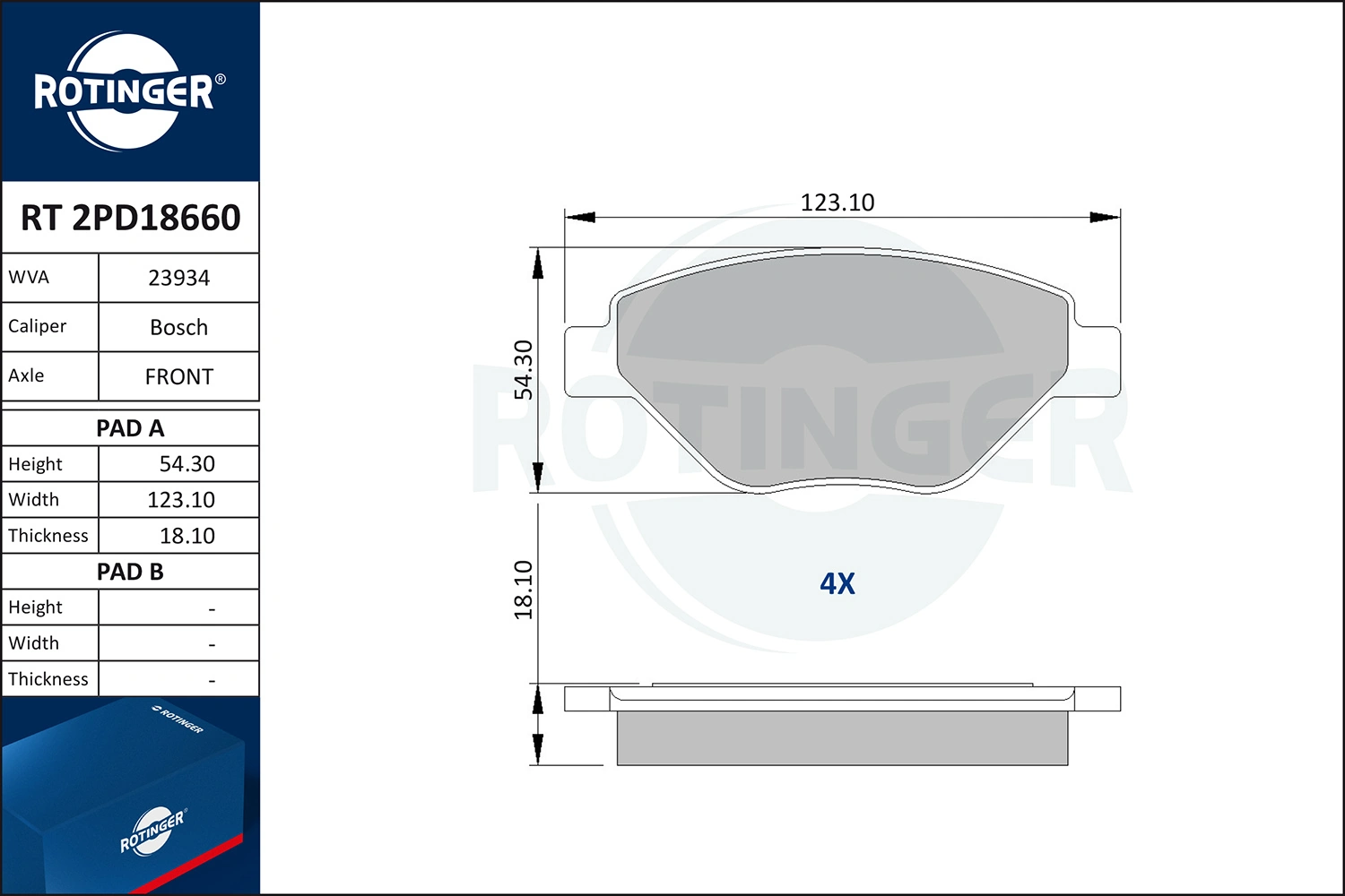 ROTINGER fékbetétkészlet, tárcsafék - RT 2PD18660 - TothCarparts
