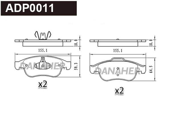 DANAHER fékbetétkészlet, tárcsafék - ADP0011 - TothCarparts