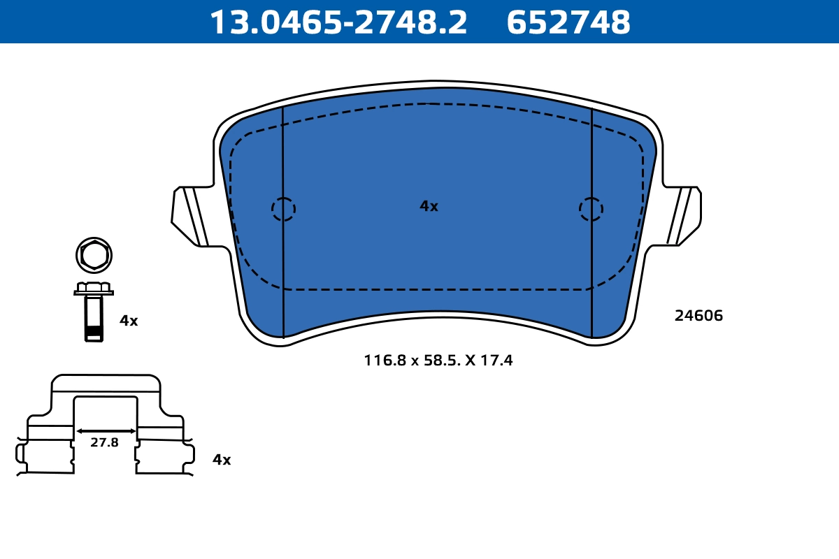 ATE-APAC fékbetétkészlet, tárcsafék - 13.0465-2748.2 - TothCarparts